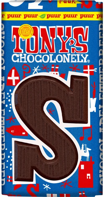 Chocoladeletter Tony's Chocolonely S puur 90 gram