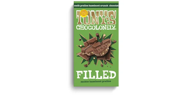 Chocolade Tony's Chocolonely filled melk hazelnoot praline 127 gram