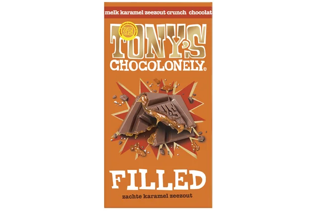 Chocolade Tony's Chocolonely filled melk karamel zeezout 135 gram