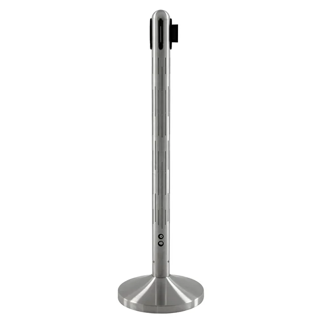 Afzetpaal Securit Nova RVS met rolband en RGB-verlichting 100cm zilver