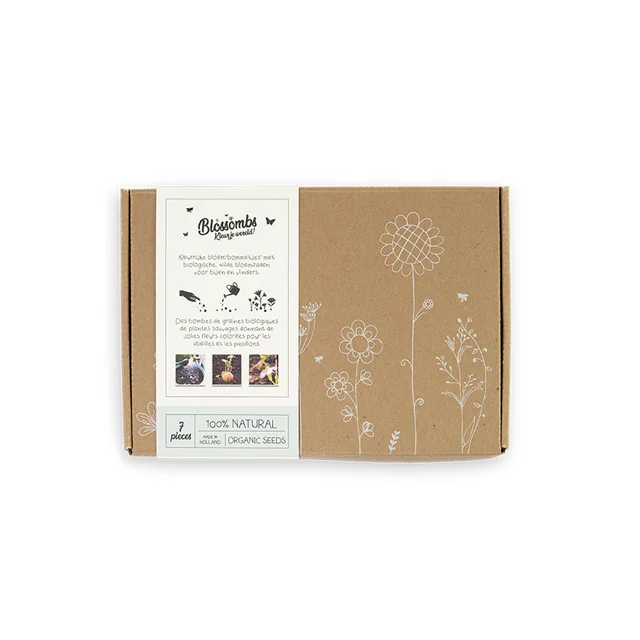 Giftbox Blossombs wilde bloemzaden box à 7 zaadbommetjes