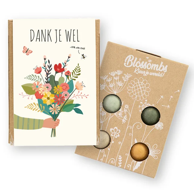 Giftbox Blossombs Dank je wel minibox à 4 zaadbommetjes