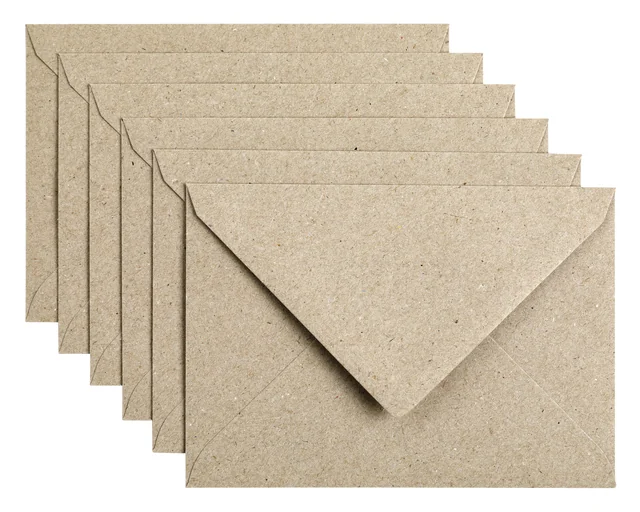 Envelop Papicolor C6 114x162mm kraft grijs pak à 6 stuks