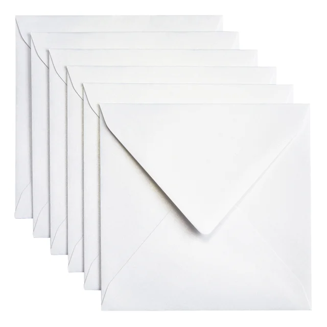 Envelop Papicolor 140x140mm metallic parelwit pak à 6 stuks