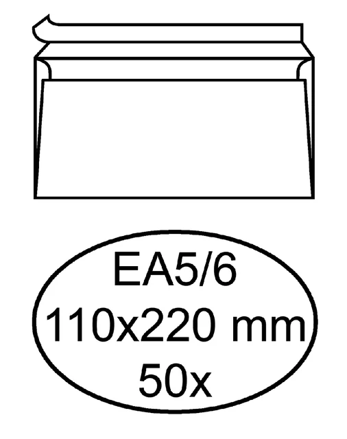 Envelop Hermes bank EA5/6 110x220mm zelfklevend wit pak à 50 stuks