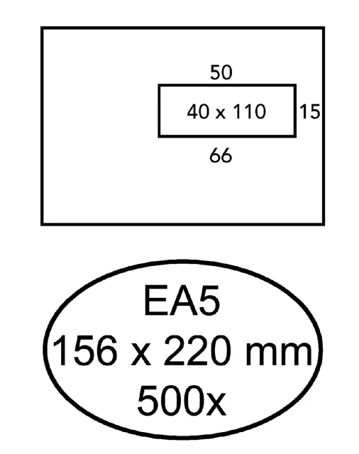 Envelop Hermes EA5 156x220mm venster 4x11 rechts zelfklevend 500 stuks