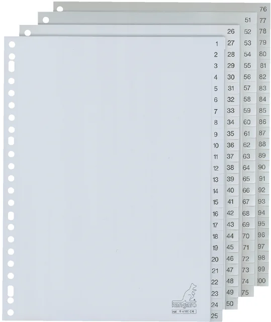 Tabbladen Kangaro 23-gaats G4100CM 1-100 genummerd grijs PP