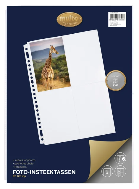 Fototas Multo A4 23-gaats 4-vaks 10X15cm PP transparant 10 stuks