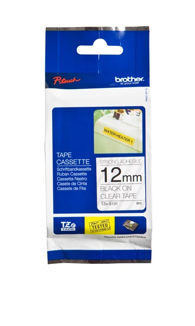 Labeltape Brother P-touch TZe-S231 extra sterk klevend 12mm zwart op wit