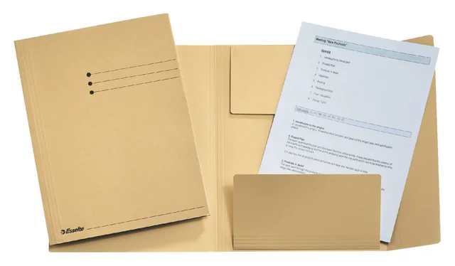 Dossiermap Esselte A4 3 kleppen manilla 275gr beige
