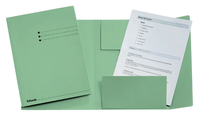 Dossiermap Esselte A4 3 kleppen manilla 275gr groen