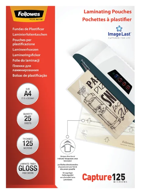 Lamineerhoes Fellowes A4 2x125micron glans 25 stuks