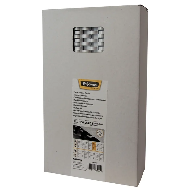 Bindrug Fellowes 14mm 21rings A4 wit 100 stuks