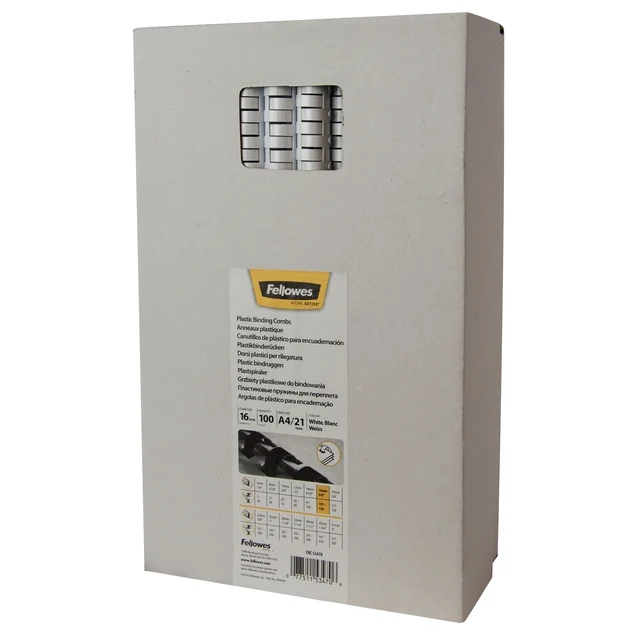 Bindrug Fellowes 16mm 21rings A4 wit 100 stuks