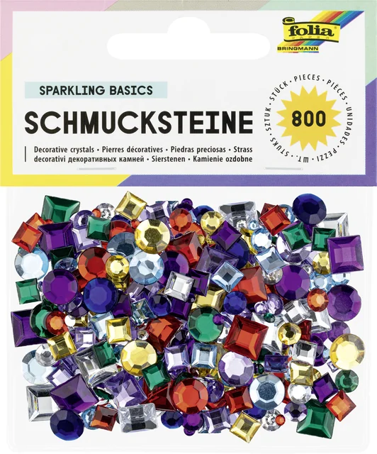 Glitter steentjes Folia 800 stuks diverse kleuren en afmetingen