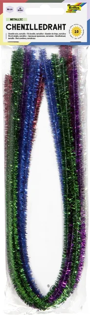 Chenilledraad Folia 50cm 8mm doorsnede 10 stuks metalic assorti