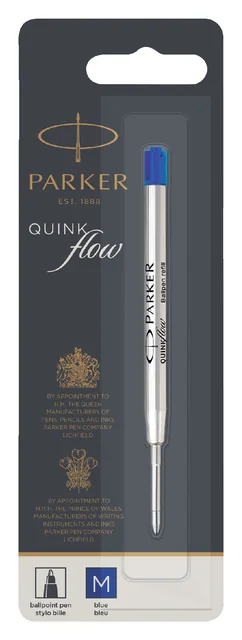 Balpenvulling Parker Quinkflow medium blauw blister à 1 stuk