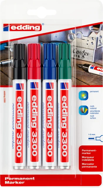 Viltstift edding 3300 schuin 1-5mm assorti blister à 4 stuks