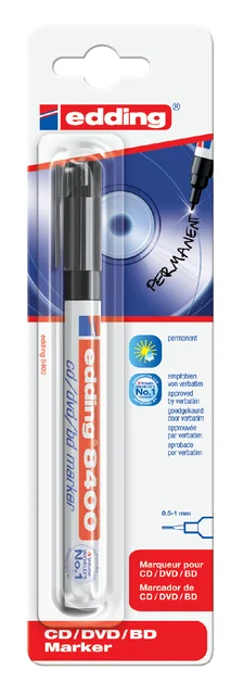 Cd marker edding 8400 rond 0.5-1.0mm  zwart blister à 1 stuk