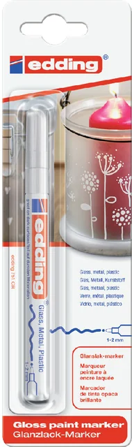 Paintmarker edding 751 op oliebasis 1-2mm wit blister à 1 stuk