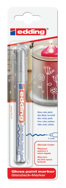 Paintmarker edding 751 op oliebasis 1-2mm zilver blister à 1 stuk