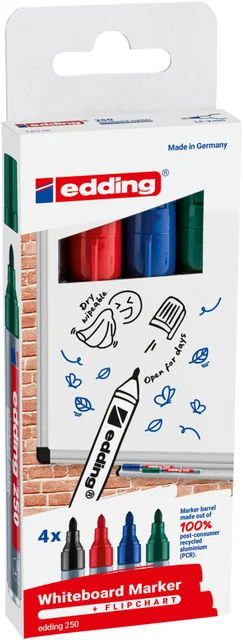 Whiteboardmarker edding 250 rond 1.5-3mm assorti 4 stuks