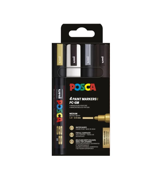 Paintmarker Uni POSCA PC5M medium assorti set à 4 stuks