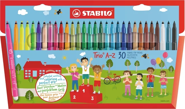 Viltstift STABILO Trio A-Z 378/30 assorti etui à 30 stuks