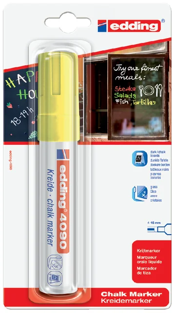 Krijtstift edding 4090 window schuin 4-15mm neon geel blister à 1 stuk