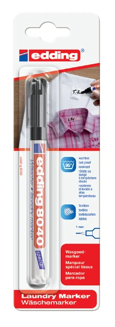 Wasgoedmarker edding 8040 rond 1mm zwart in blister