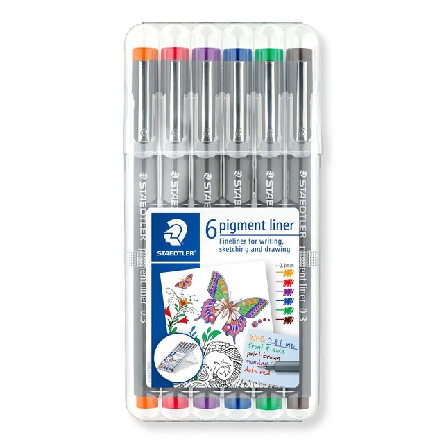 Fineliner Staedtler Pigment 308 0.3mm set à 6st assorti
