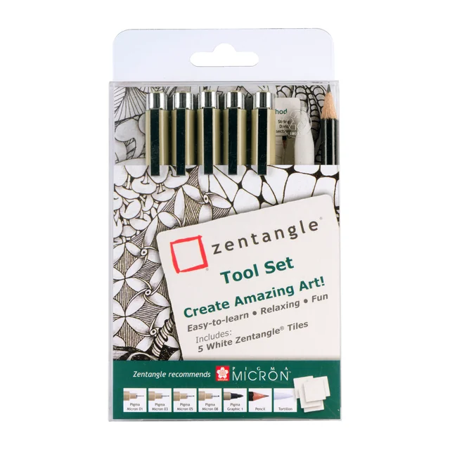 Tekenset Sakura Zentangle set à 12 delen assorti