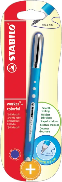 Rollerpen STABILO worker colorful 2019/41 M blauw blister à 1 stuk