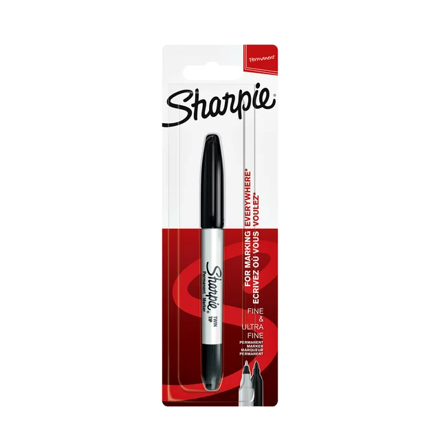 Viltstift Sharpie rond Twin tip ultra fijn & F zwart blister à 1 stuk