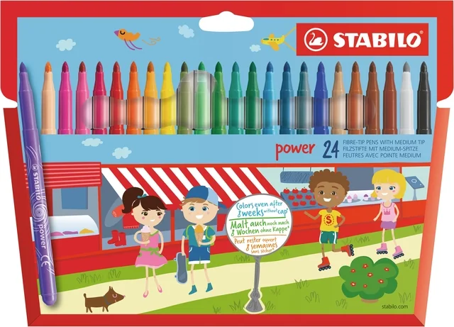 Viltstift STABILO power 280/24 assorti etui à 24 stuks