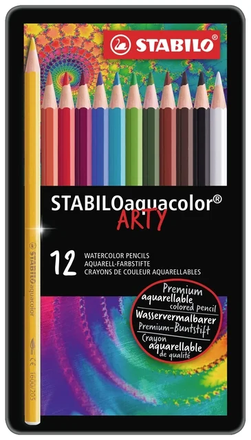 Kleurpotloden STABILO 1612 aquacolor assorti blik à 12 stuks