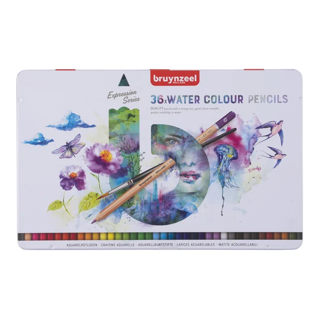 Kleurpotloden Bruynzeel Expression aquarel assorti blik à 36 stuks