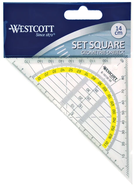 Geodriehoek Westcott 14cm transparant