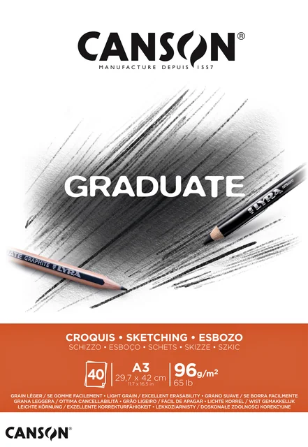 Schetspapier Canson Graduate Sketch 40vel 96gr A3 natuurlijk wit