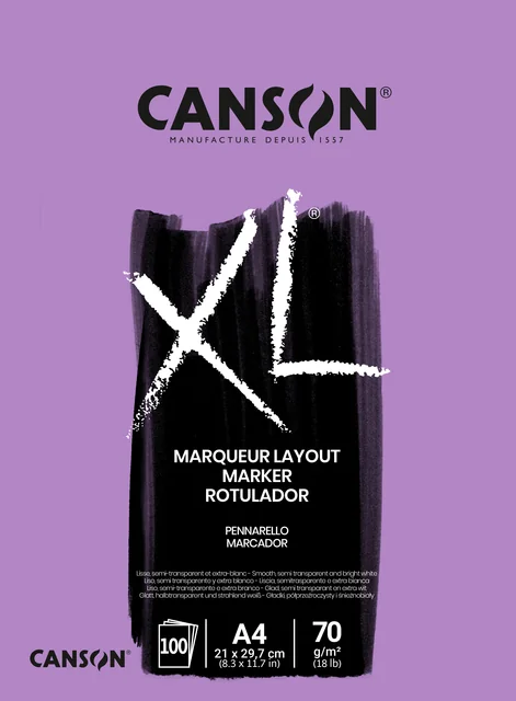 Markerpapier Canson XL Marker 100vel 70gr A4 extra wit