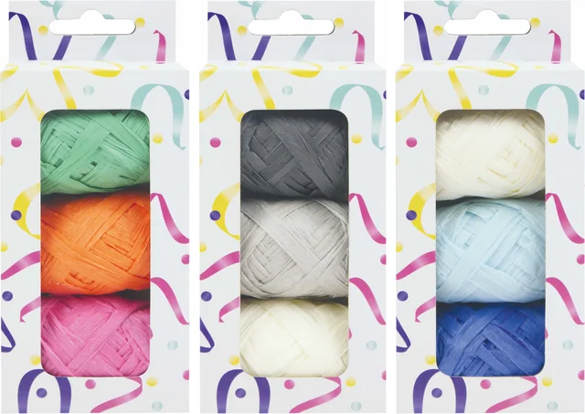 Lint raffia assorti: oranje, groen & roze