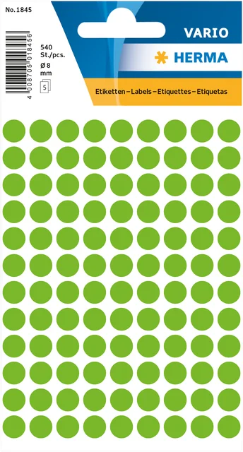 Etiket HERMA 1845 rond 8mm groen 540 stuks