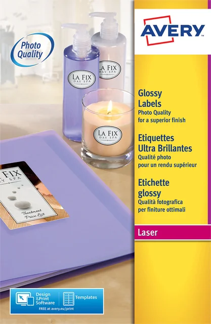 Etiket Avery L7767-40 210x297mm A4 hoogglans wit 40 stuks