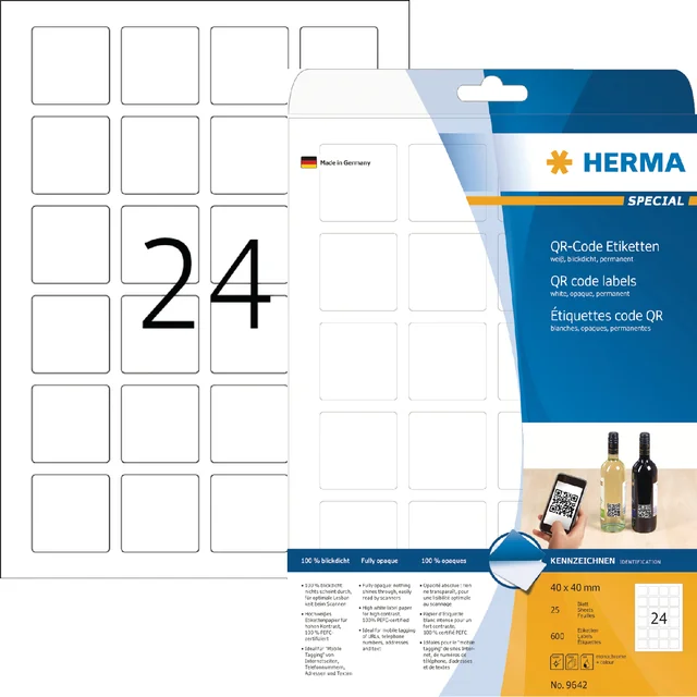 Etiket HERMA 9642 40x40mm QR-code wit 600 stuks