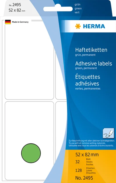 Etiket HERMA 2495 52x82mm groen 128 stuks