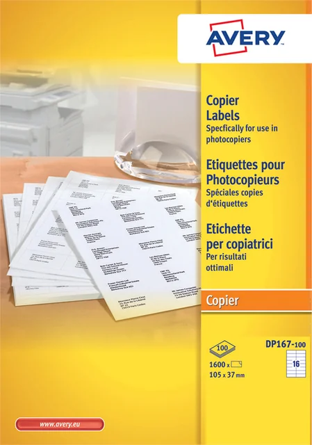 Etiket Avery DP167-100 105x37mm wit 1600 stuks