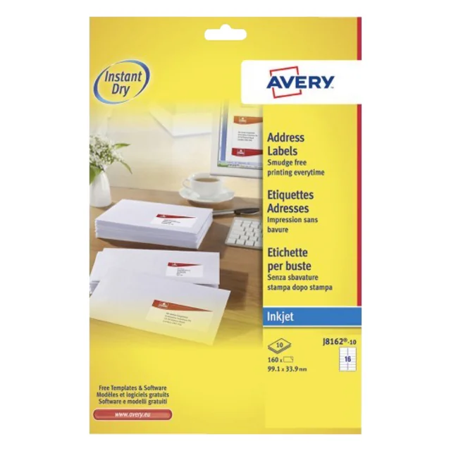 Etiket Avery J8162-10 99.1x33.9mm wit 160 stuks