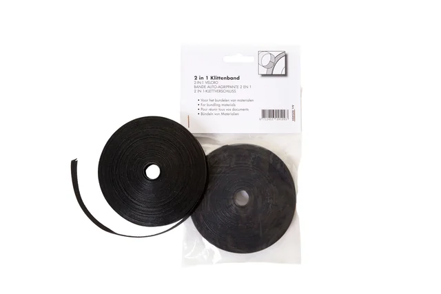 Klittenband Office kabelbinder 2-in 1 13mmx10m zwart