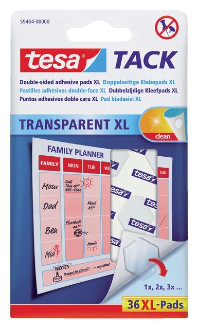 Kleefpads tesa® TACK dubbelzijdig transparant XL 36 stuks