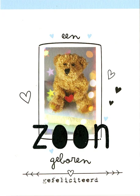 Wenskaart Paperclip geboorte zoon navulset à 6 stuks